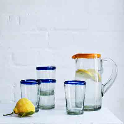 Clear with a milky orange rim wine glass - Image 3