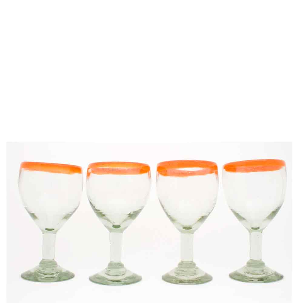 Clear with a milky orange rim wine glass - Image 5