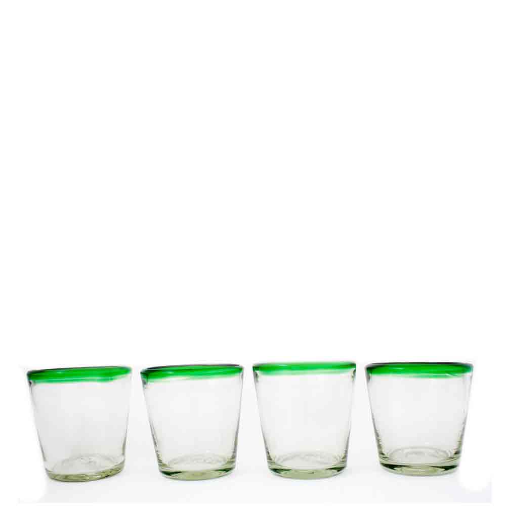 Clear with green rim flared  roca tumbler - Image 2