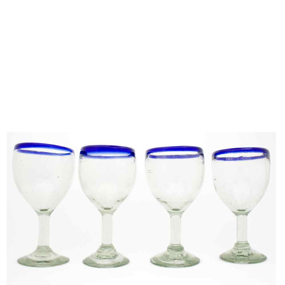 Clear with a blue rim wine glass - Image 3